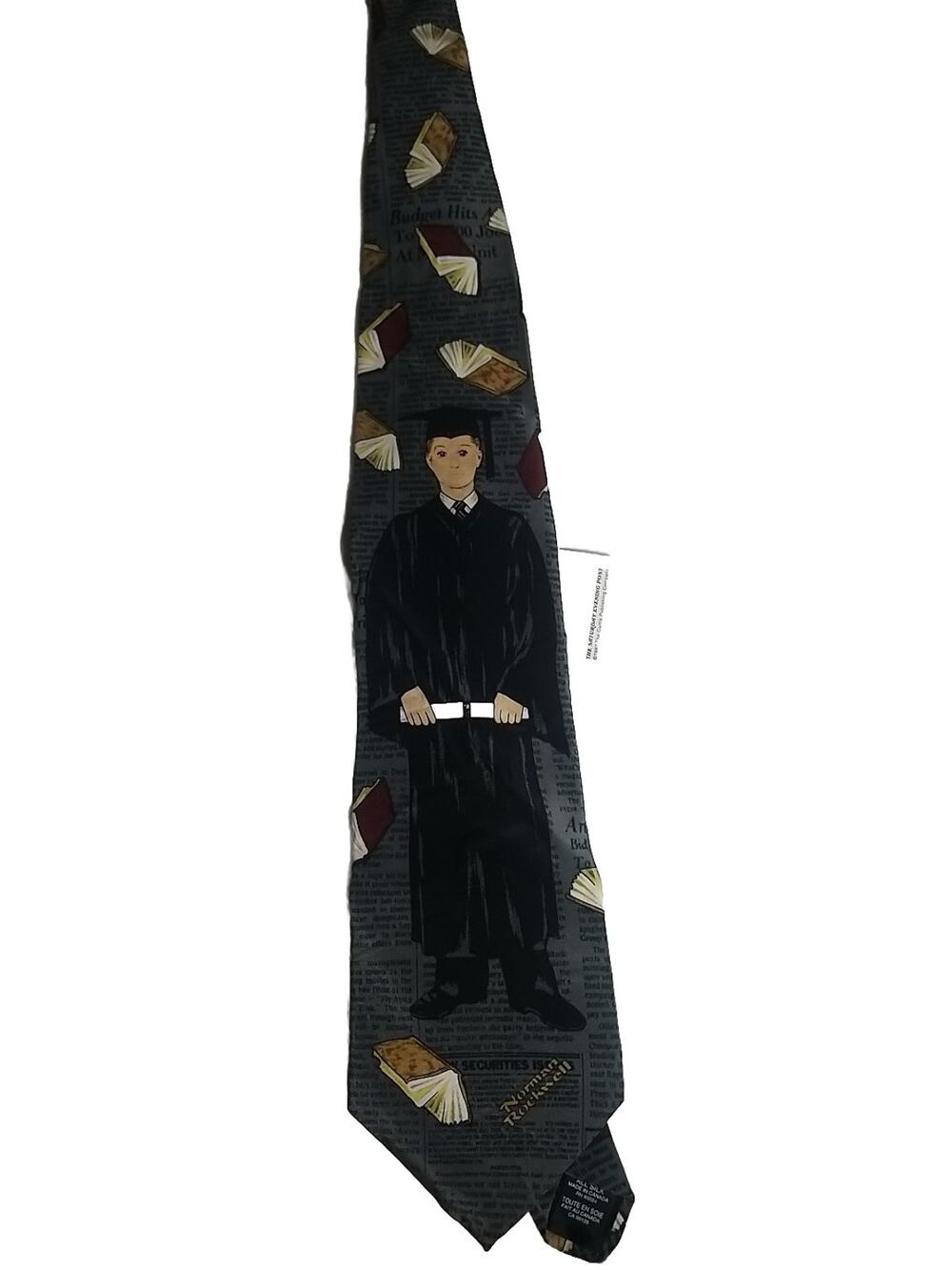 Vintage The Saturday Evening Post 1997 New With Tags Grey Neck Tie Necktie